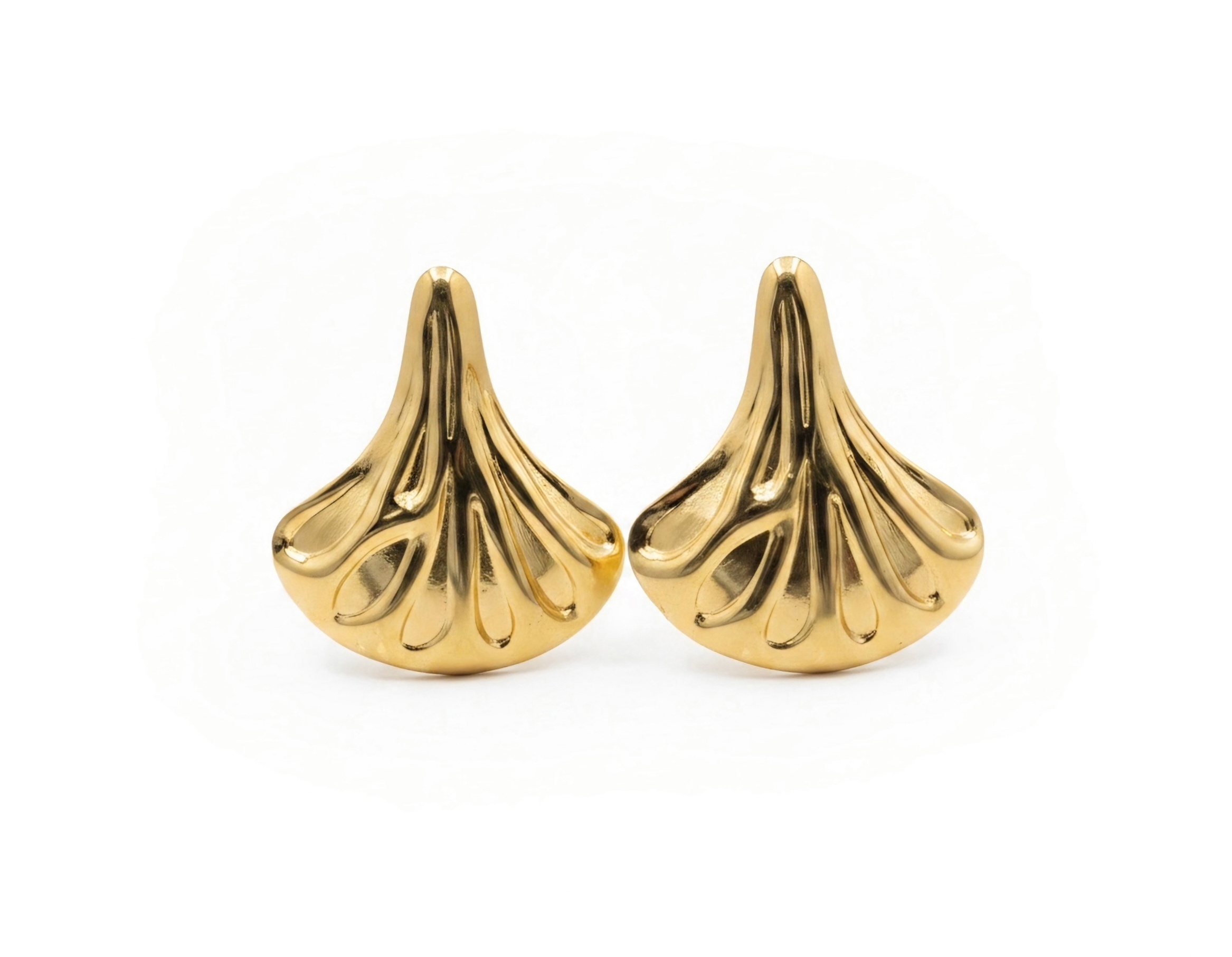 Golden Fan Shell Studs